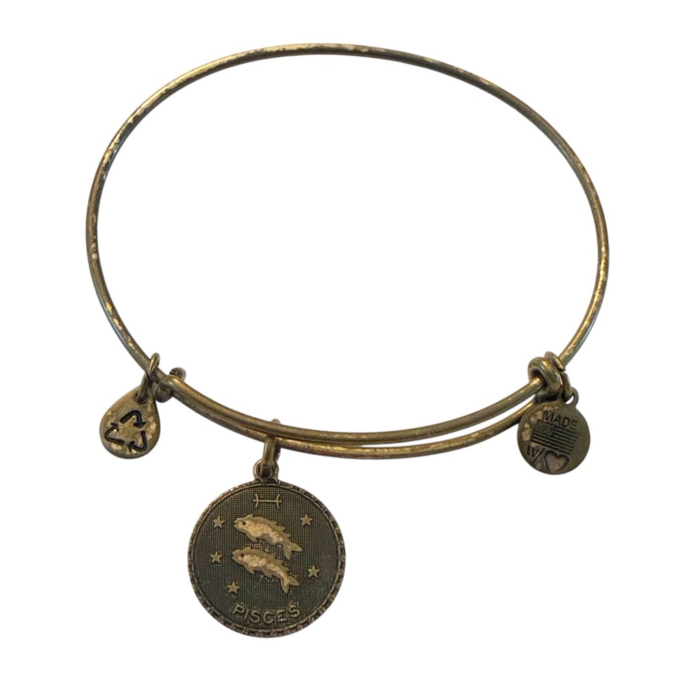 Alex and Ani Women Pisces Charms Bangle Bracelet Zodiac Gold‎ Plated Adjustable